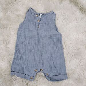 PL BABY Blue Baby Boy Size 12M Button Up Muslin Gauze